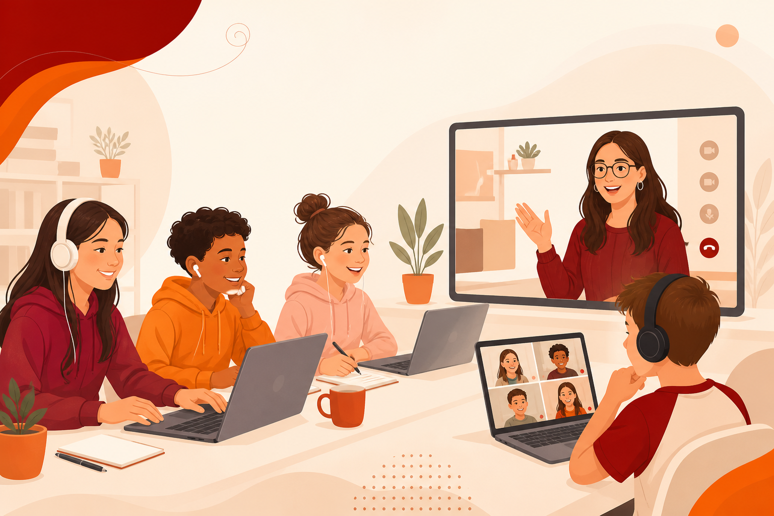 Estudiantes aprendiendo inglés en clases online en vivo con Orbis